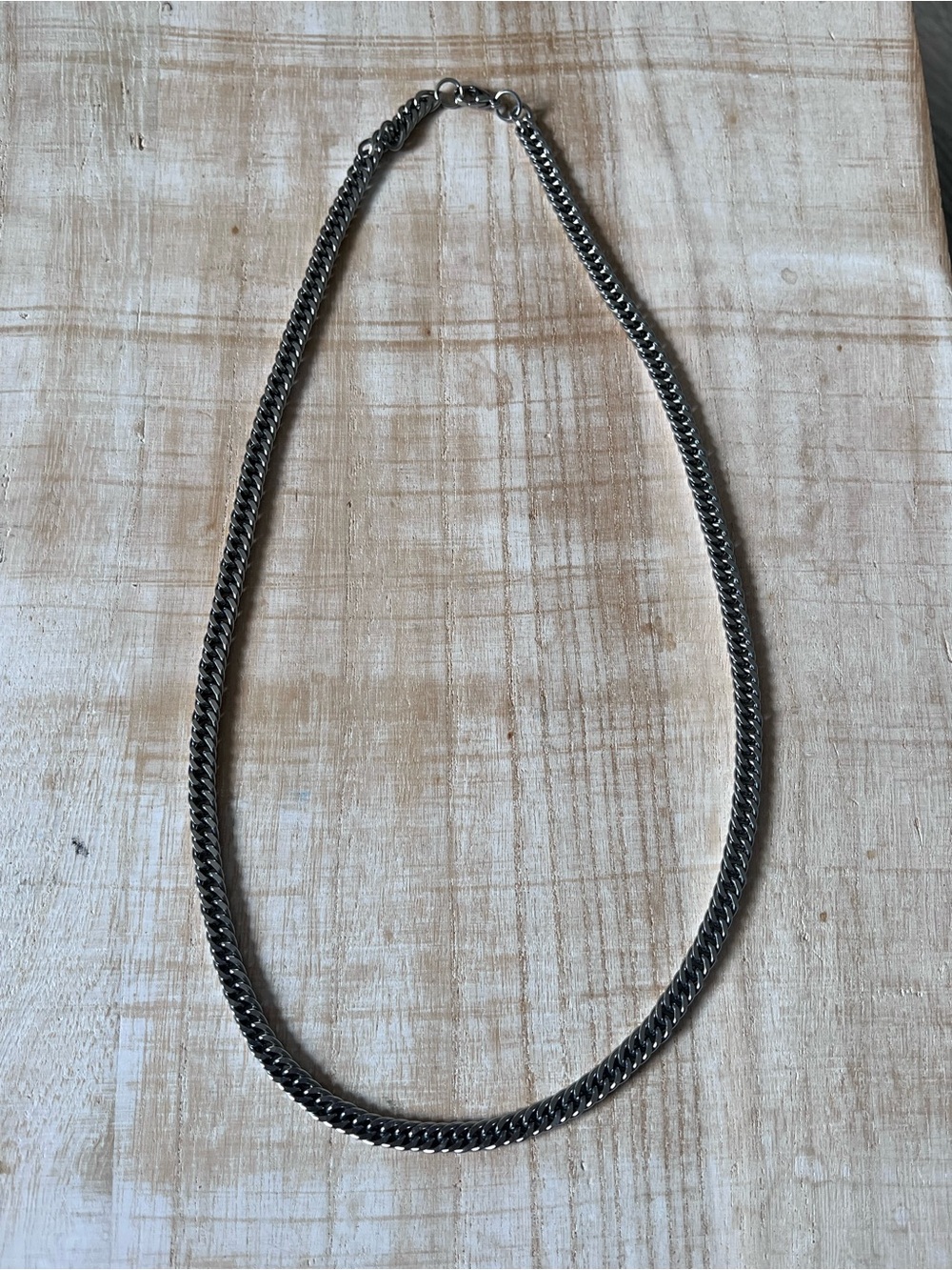 Mens Stainless Silver Curb Chain Necklace - Classic Silver Tone